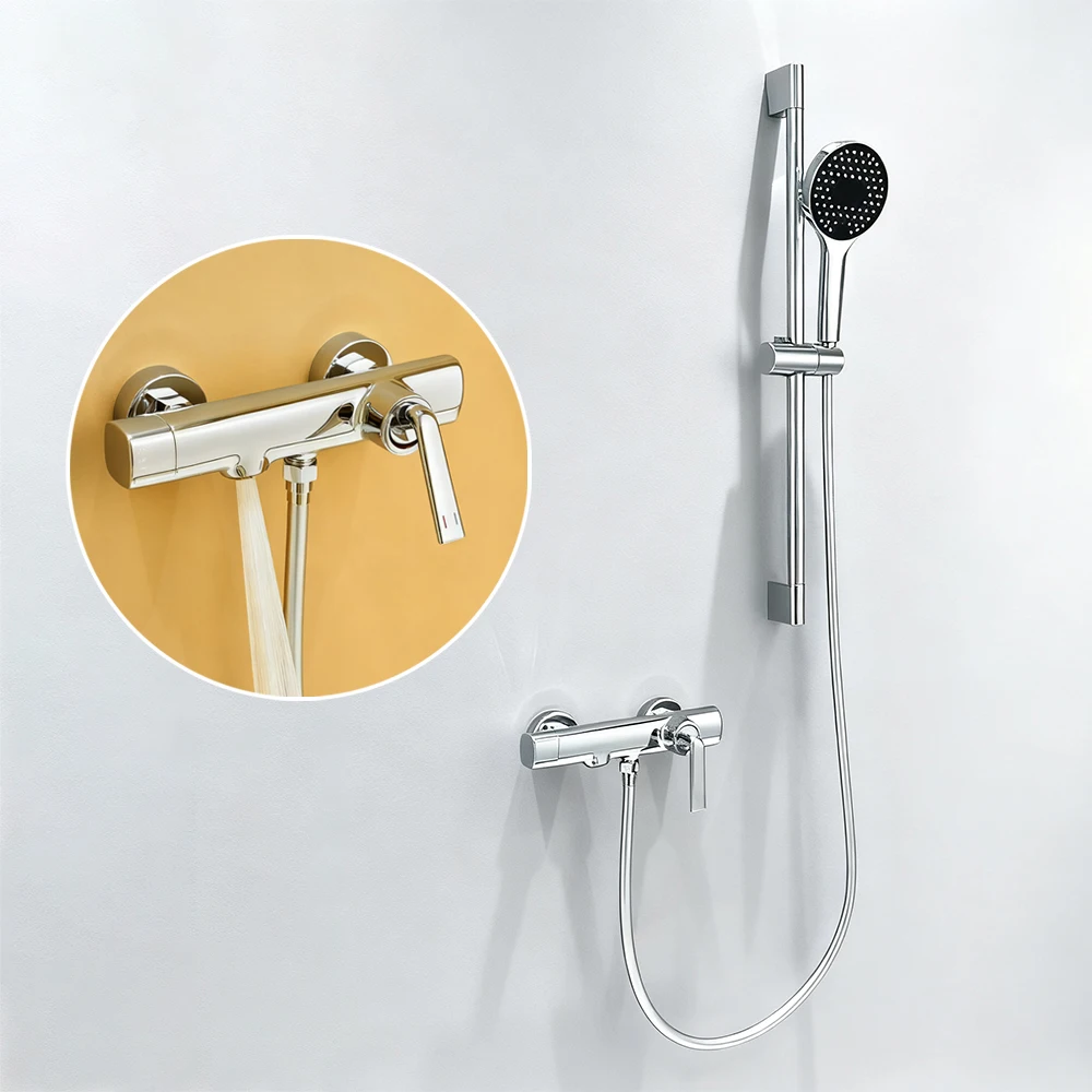 ชุดฝักบัวผสมอุณหภูมิอัจฉริยะทองแดงแท้คุณภาพสูงทันสมัย ระบบก๊อกน้ำอ่างอาบน้ำแบบฝักบัว ระบบฝักบัวแบบเรนชาวเวอร์ ก๊อกน้ำห้องน้ำ 1