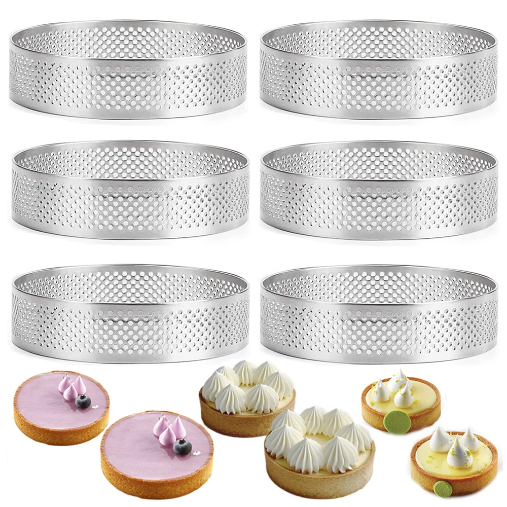 2/5/10pcs Round French Baking Ring Mousse Cake Tart Mould Nonstick