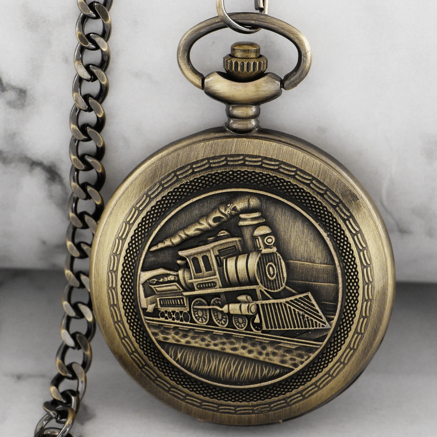 

Mens Punk Train Quartz Pocket Watches Vintage Clock Pendant Pocket FOB Watch timepiece Best Gifts