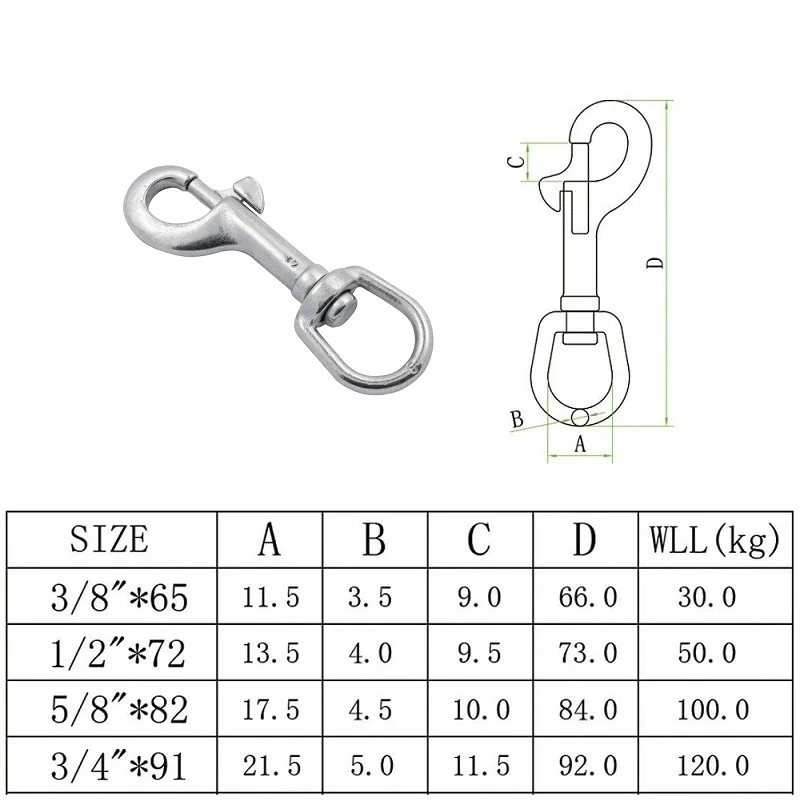 2PCS Stainless Steel Oval Swivel Bolt Snap Hook 65mm 72mm 82mm 91mm Metal  Scissor Lobster Claw Snap Hook For Dog Leashes Key - AliExpress