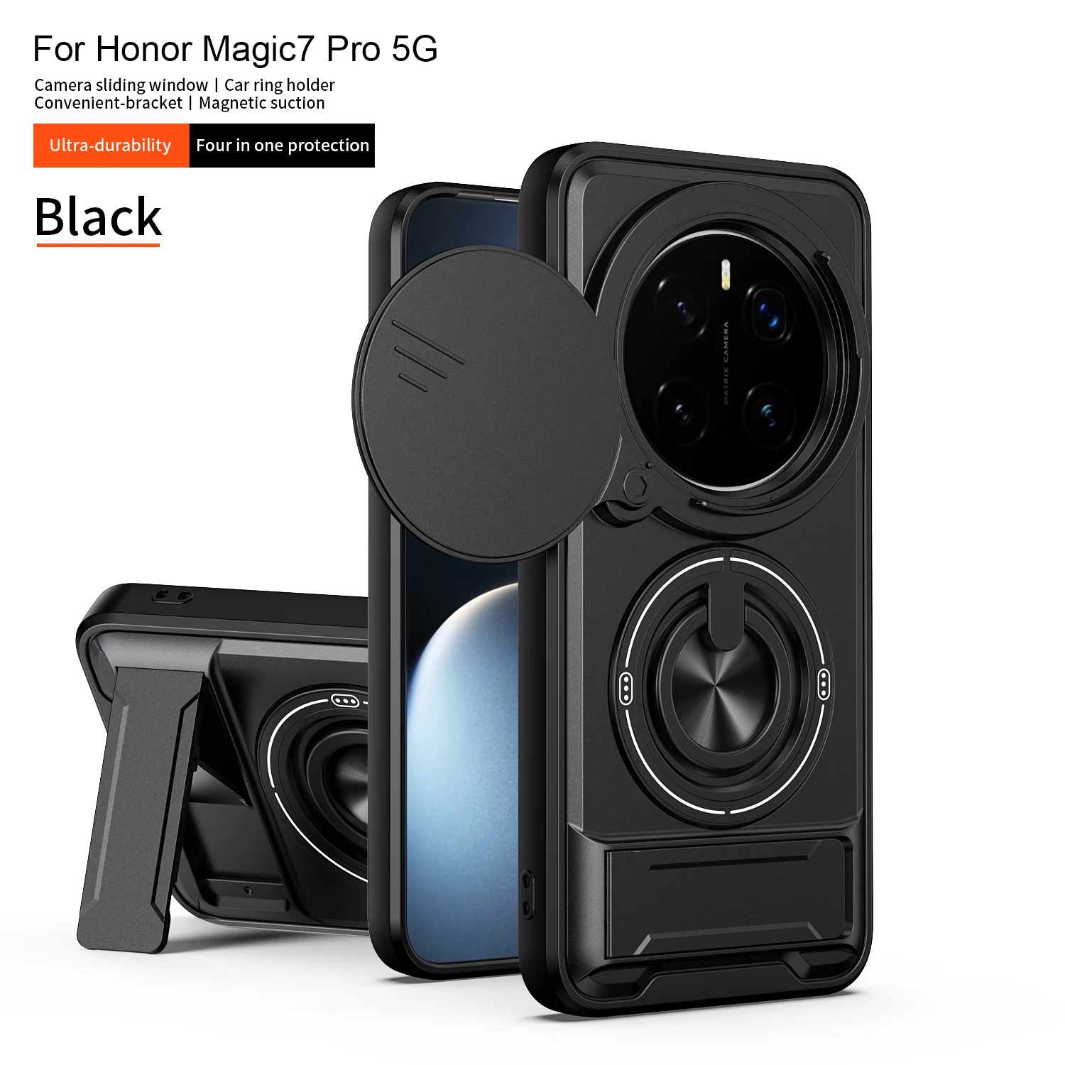 Enhanced Military Armor Phone Case with Magsafe Magnetic Fold Holder and Camera Protection