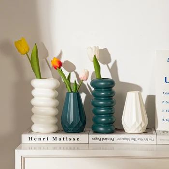 Vaso da fiori in plastica Vasi nordici per fiori Vasi a spirale creativi Ins Contenitore per composizioni floreali Ornamento da tavolo Arredamento della stanza 1