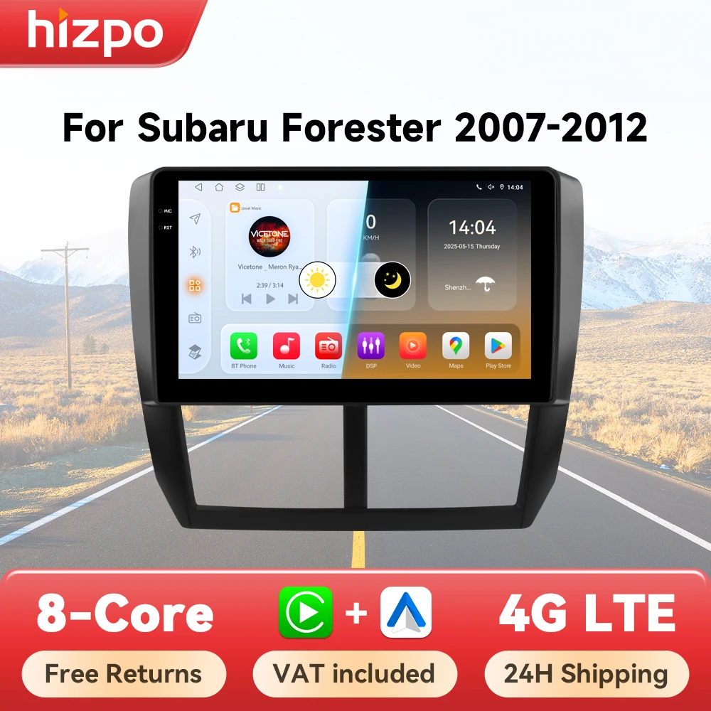 Hizpo 2din android auto radio für subaru förster 3 sh impreza 2013-2018 carplay 4g auto multimedia gps autoradio ai voice wifi