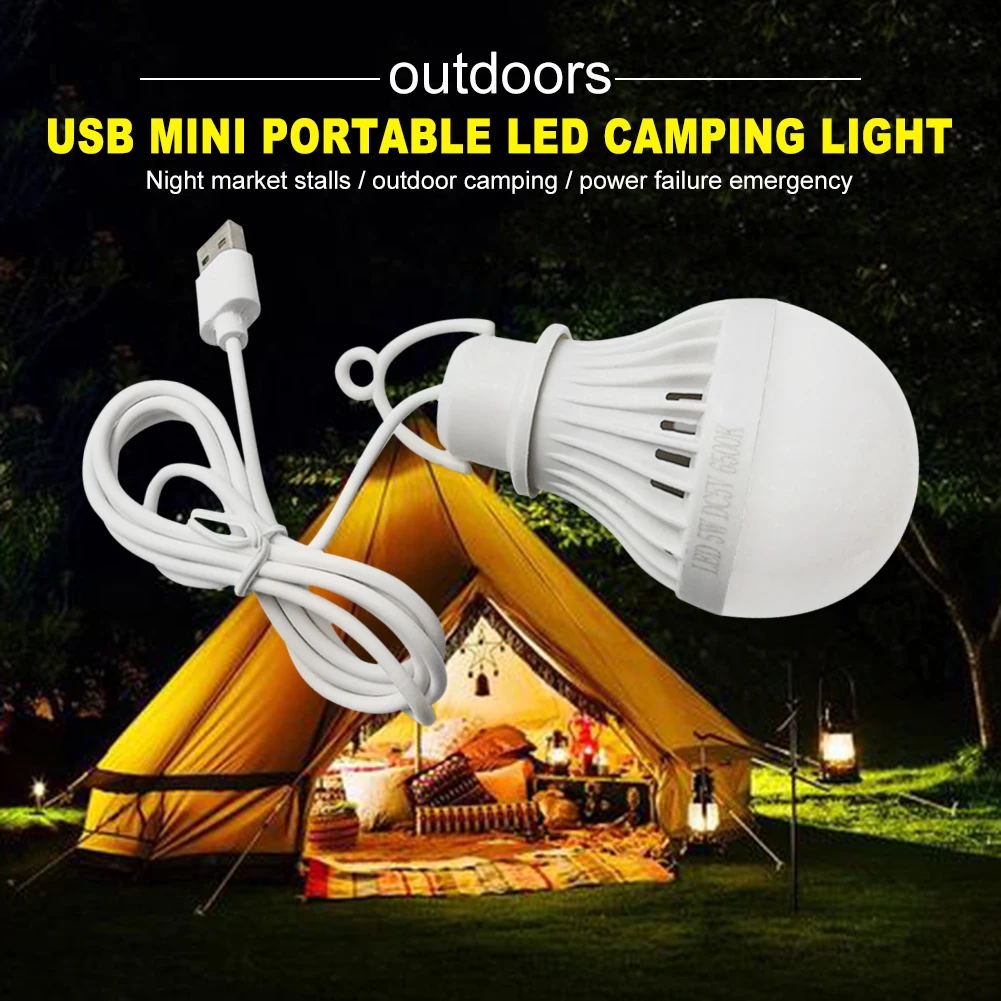 Portable Lantern Camp Lights USB Bulb 5W/7W Power Outdoor Camping Multi Tool 5V LED for Tent Camping Gear Hiking USB Lamp 1/2pcs led light mini led light