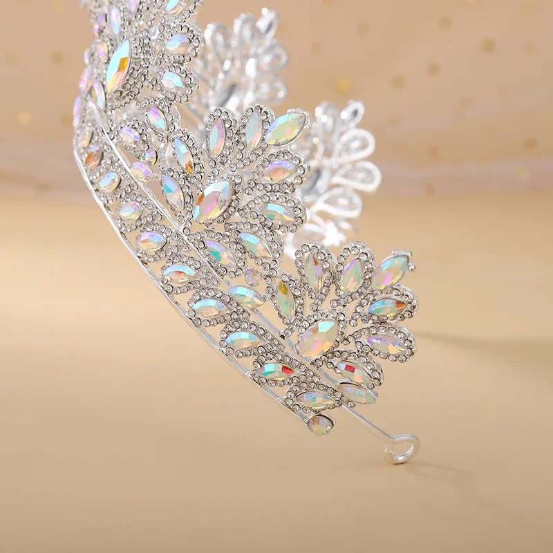 New Wedding Headdress Multiple Color Baroque Inlaid Rhinestone Bridal Big Crown Wedding Hair Jewelry Accessories