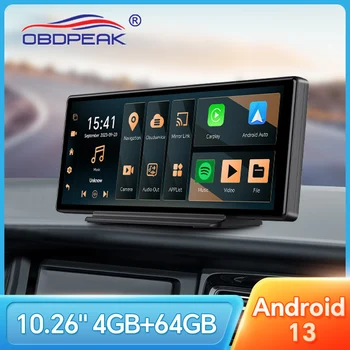 OBDPEAK-Caméra de tableau de bord à écran AI, navigation GPS, Carplay, Android Auto Tourists Lens, enregistreur vidéo, carte Prada, 4G + 64G, K50 10.26 1