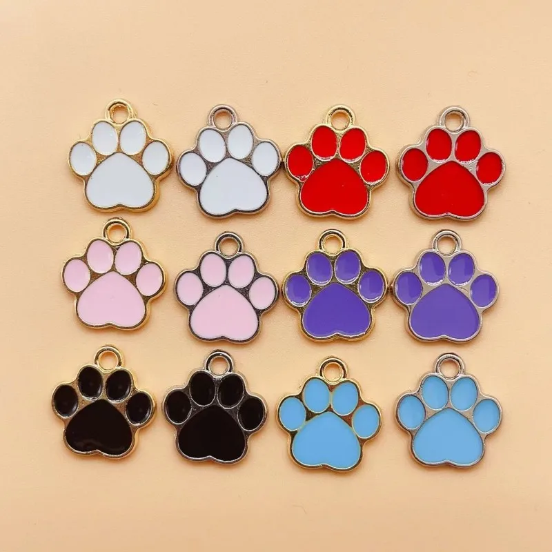 

10pcs 15*16mm enamel Cat Paw Charms for Jewelry Making Cute Earring Pendant Bracelet Necklace Charms DIY Findings
