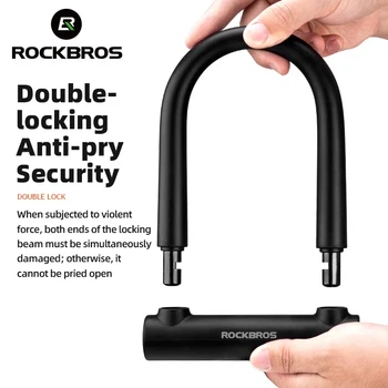 ROCKBROS Lucchetto Antifurto Idraulico a U per Spedizione Locale, Lucchetto Antifurto per Scooter Elettrici, Moto e Biciclette