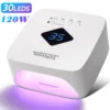 120W UV LED Nail Lamp Professional 30 LEDs Nail Dryer with 3 Timer Settings Rechargeable Manicure Lamp for Curing All Nails Gel 1
