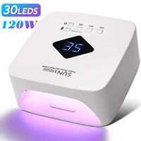 120W UV LED Nail Lamp Professional 30 LEDs Nail Dryer with 3 Timer Settings Rechargeable Manicure Lamp for Curing All Nails Gel 1