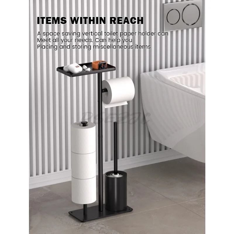 Toilet Tissue Holder Stainless Steel Floor Standing Roll Paper Holder Bathroom Floor Toilet Paper No Drill Holes