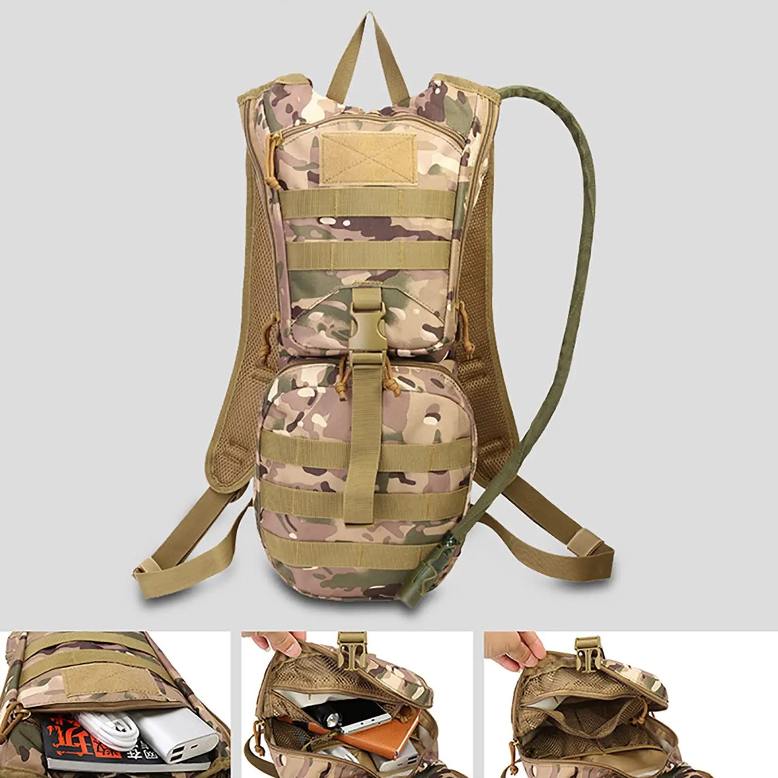 Outdoor sports camouflage riding water bag backpack can be placed in the field tactical shoulder water bag backpack delive