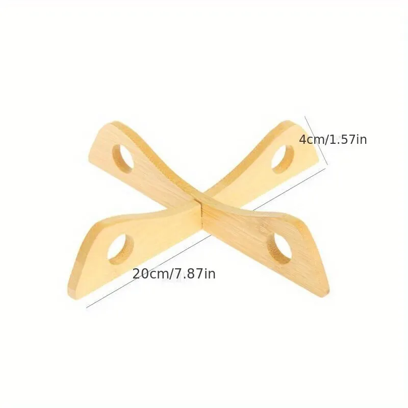 1 PC Bamboo Pot Rack Trivet Detachable Cross Wooden Heat Insulation Anti Scald Cooling Tableware Bowl Holder Tool 6