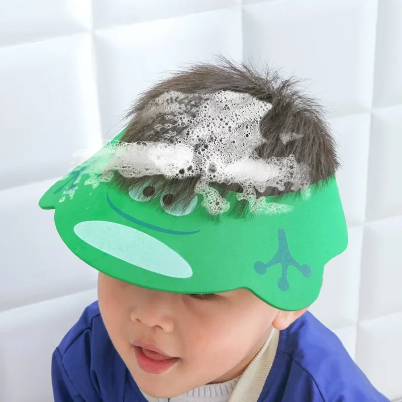 Hair Wash Hat Shampoo Shower Cap Hair Wash Shield Baby Children Multi Color Ear Protection Shampoo Cap Adjustable Soft EVA Bath Shower Hats Newborn Kids Care Cartoon Products