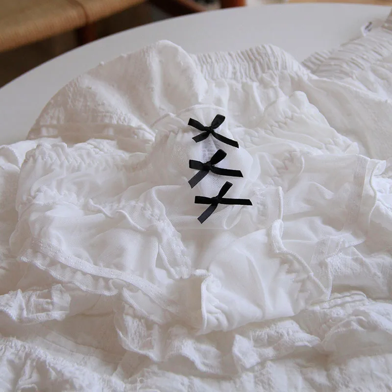 Bow-tie Perforated Breathable Lace Mid-waist Women's Panties, Cute Girls' Triangle Panties.