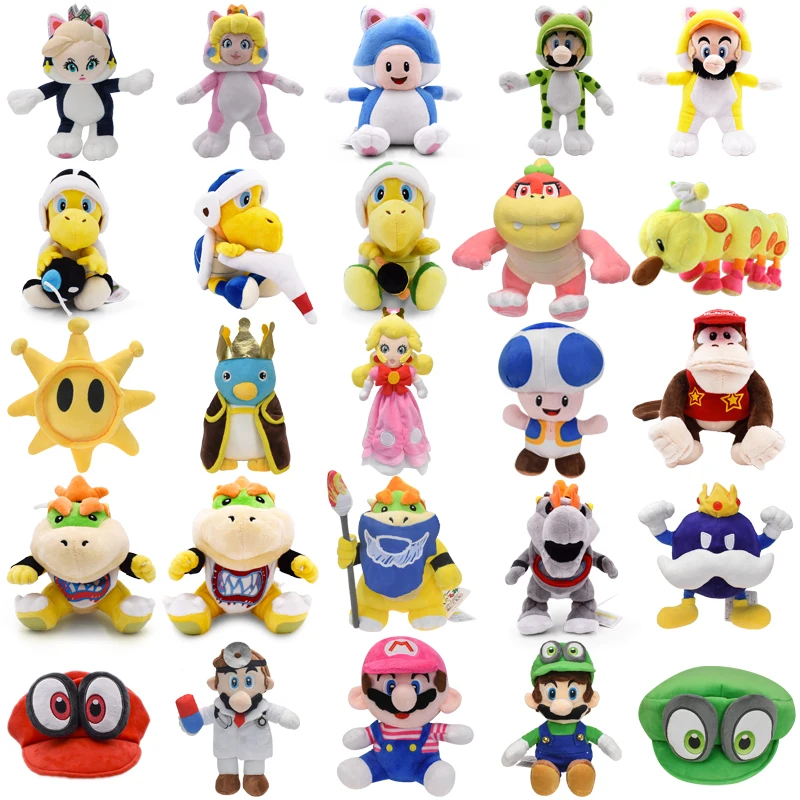 25 Styles Mario Plush Toys Luigi Princess Peach Toad Diddy Kong Koopa Troopa Bowser Jr Anime Stuffed Cartoon Peluche Dolls GIfts 23 styles mario plush koopa bowser plush toys anime cartoon film dragon dolls soft stuffed plush toy