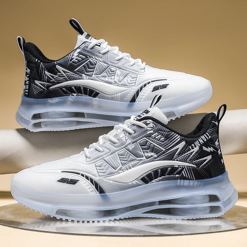 Men's Large Size Casual and Comfortable Running Sneakers, Durable Lace-Up Design, Suitable for Outdoor Sports and Daily Wear, Breathable Upper Air Cushion Soles Suitable for All Seasons