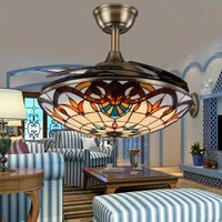 Ventilateur de plafond LED invisible Tiffany, moderne, simple, silencieux, avec télécommande, pour salon, salle à manger, chambre à coucher 2