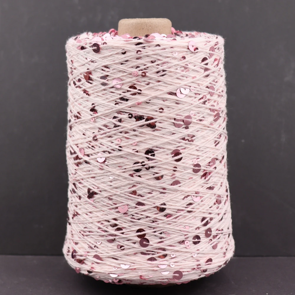 200 Colour 500g /1500M 100% cotton yarn 6mm+3mm special Sequin yarn  DIY garment accessories Rag doll Knitting yarn пряжа 5