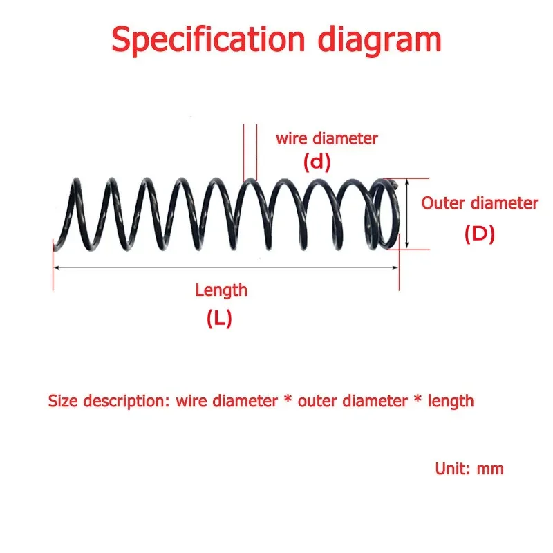 Compression Springs 1pcs Long Compression Springs Wire Diameter 1.2-2mm OD 10-25mm Length 300mm Y-shaped