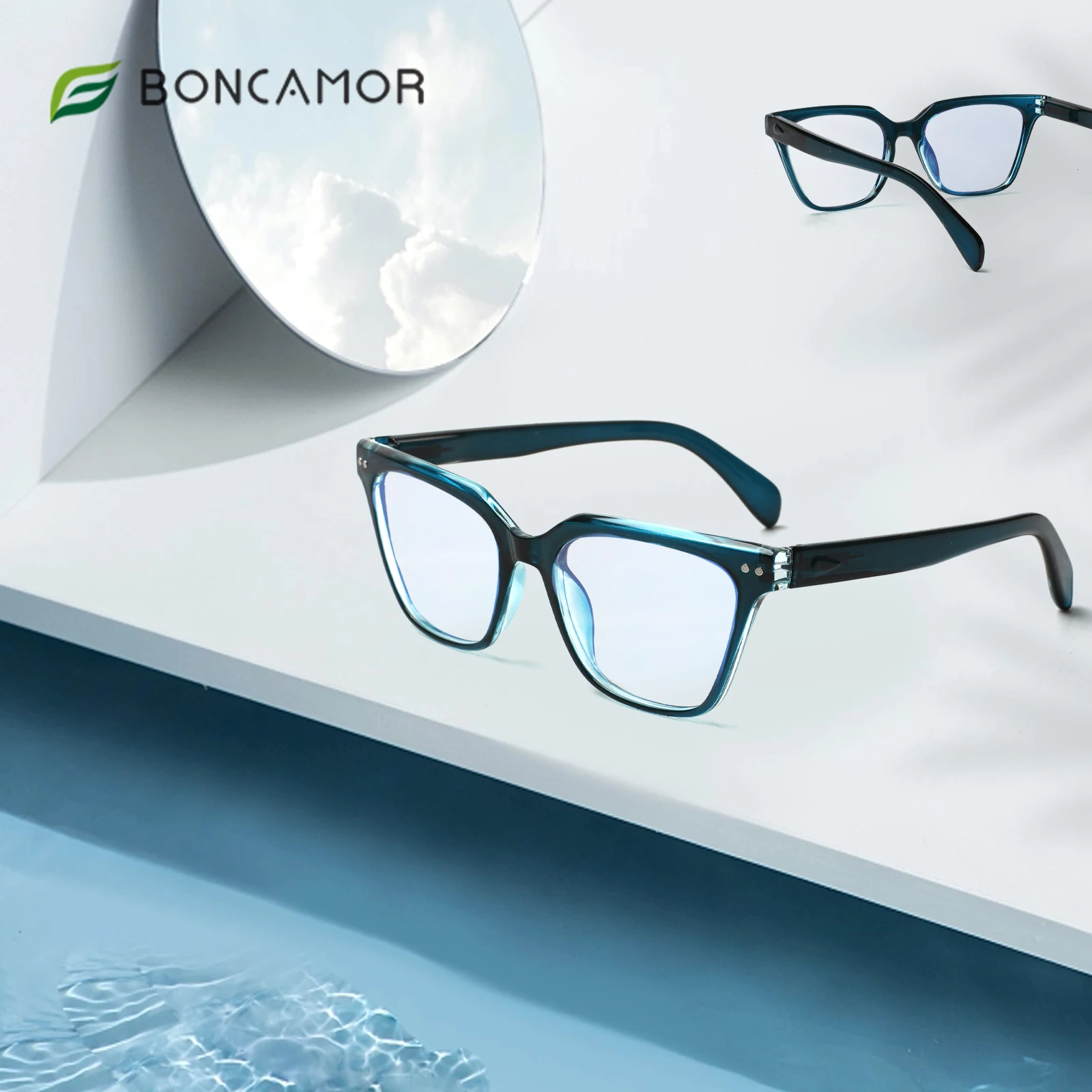 Fashion Anti-Blue Light Reading Glasses for Men and Women Square Transparent Lenses Ultralight Prescription Glasses 0 to +4.0