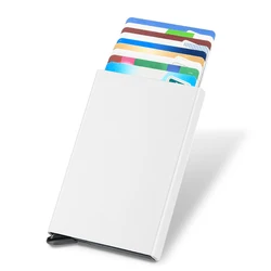 Slim Pop - Up RFID Blocking Wallet - Minimalist Metal Card Holder (Silver)