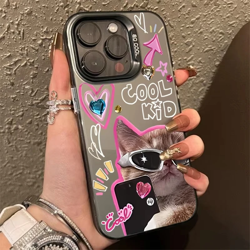 Stylish Cool Cat Electroplate Phone Case Cover