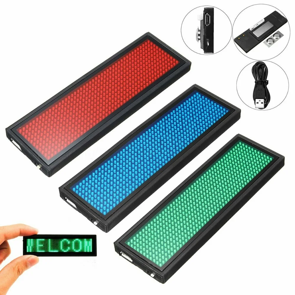 Top Led Luminous Signs Tag Mini LCD Digital Lamp Programmable Rechargeable Scrolling Message Tag Badge for Festival Party Tools,led message board,led display board