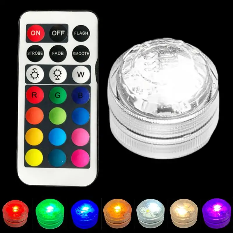 

RGB Underwater Lights Waterproof Submersible Light Aquarium Swimming Pool Night Lamp Remote Tea Lights Wedding Vase Party Decor