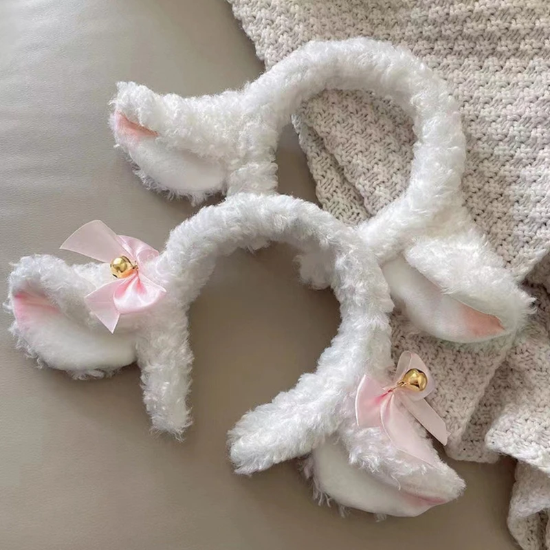 

Soft Lolita Lamb Headband Animal Shape Plush Ears Hair Hoop for Washing Face Fluffy Animal Hairbands Cartoon Costume
