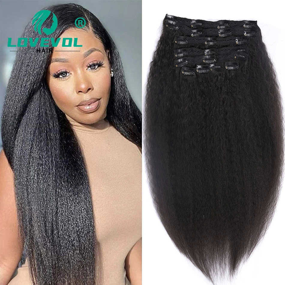 

Afro Kinky Straight Clip In Human Hair Extensions Natural Hair 100% Real Remy Hair Yaki Straight Clip in Hair Extesion for Women