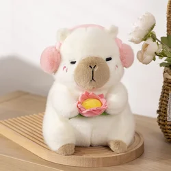 Adorable Capybara Plush Toy with Lotus Flower - Soft Animal Doll - 25cm (WHITE)