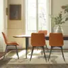 NEW Modern ‎Faux Leather Dining Chairs, PU Cushion Seat Back，Metal Legs for Kitchen Dining Room Side Chair, Set of 4, Brown 4