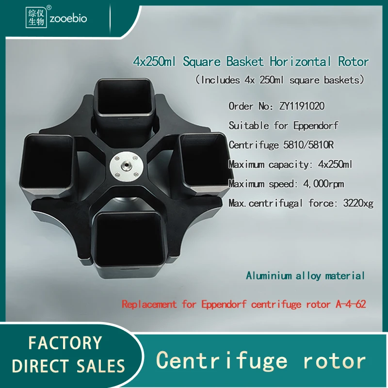 Eppendorf 5810(R) centrifuge available with A-4-62 rotor 4x250ml square basket horizontal rotor