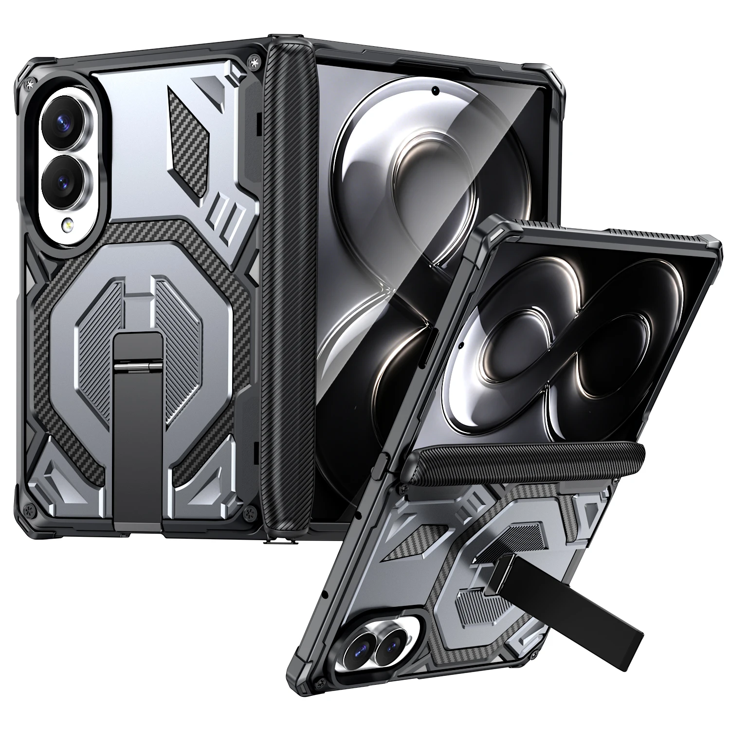 Magnetic Rugged Shockproof Stand Case with Hinge Protection - Military-Grade