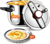 Cooker 10 QT, Stainess Steel Pressure Canner 10 Quart, Explosion-Proof Cookware, Rotating Lock/Unlock Lid, One-handed lid openin 1