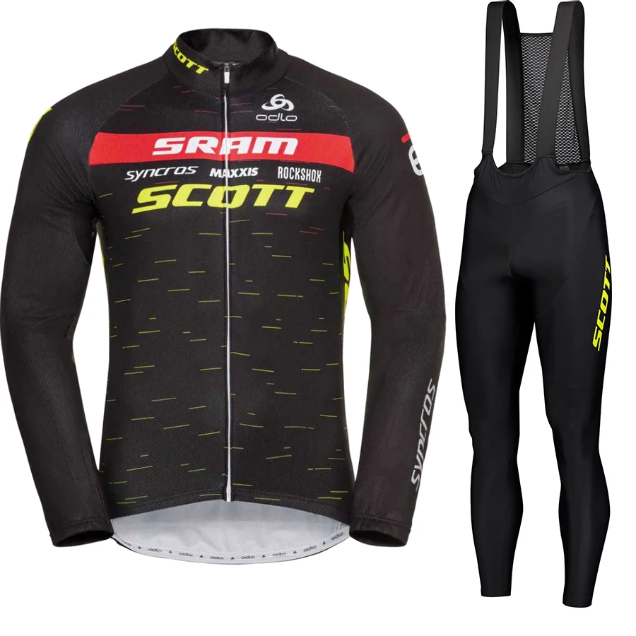 

SCOTT Mtb Cycling Wear Set Long Men's Jersey Bib Autumn Man Maillot Leg Bicycle Clothing Outfit Skinsuit Sleeve Clothes Autumn