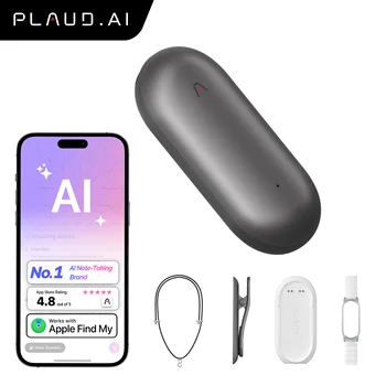 PLAUD NotePin Wearable AI Voice Recorder – Smart AI Notetaker with Transcription & Summarization, 4 Wearing Options (Wristband, Lanyard, Clip, Magnetic Pin), Noise Cancellation, 20h Battery, 112 Languages