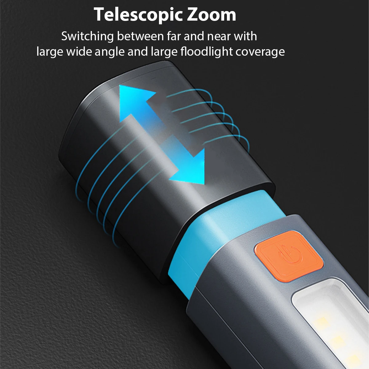 강력한 조명 ABS Flashlamp USB 충전 휴대용 야외 소형 손전등 캠핑 교수형 램프 텔레스코픽 초점 COB 사이드 램프