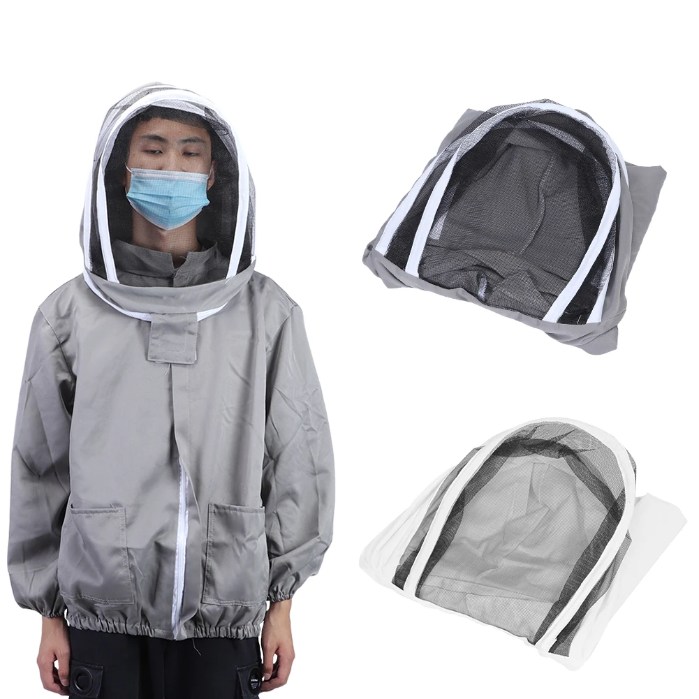 Beekeeping Protective Veil Jacket Bee Suit Smock with Double Zippers Beekeeper Accessory
