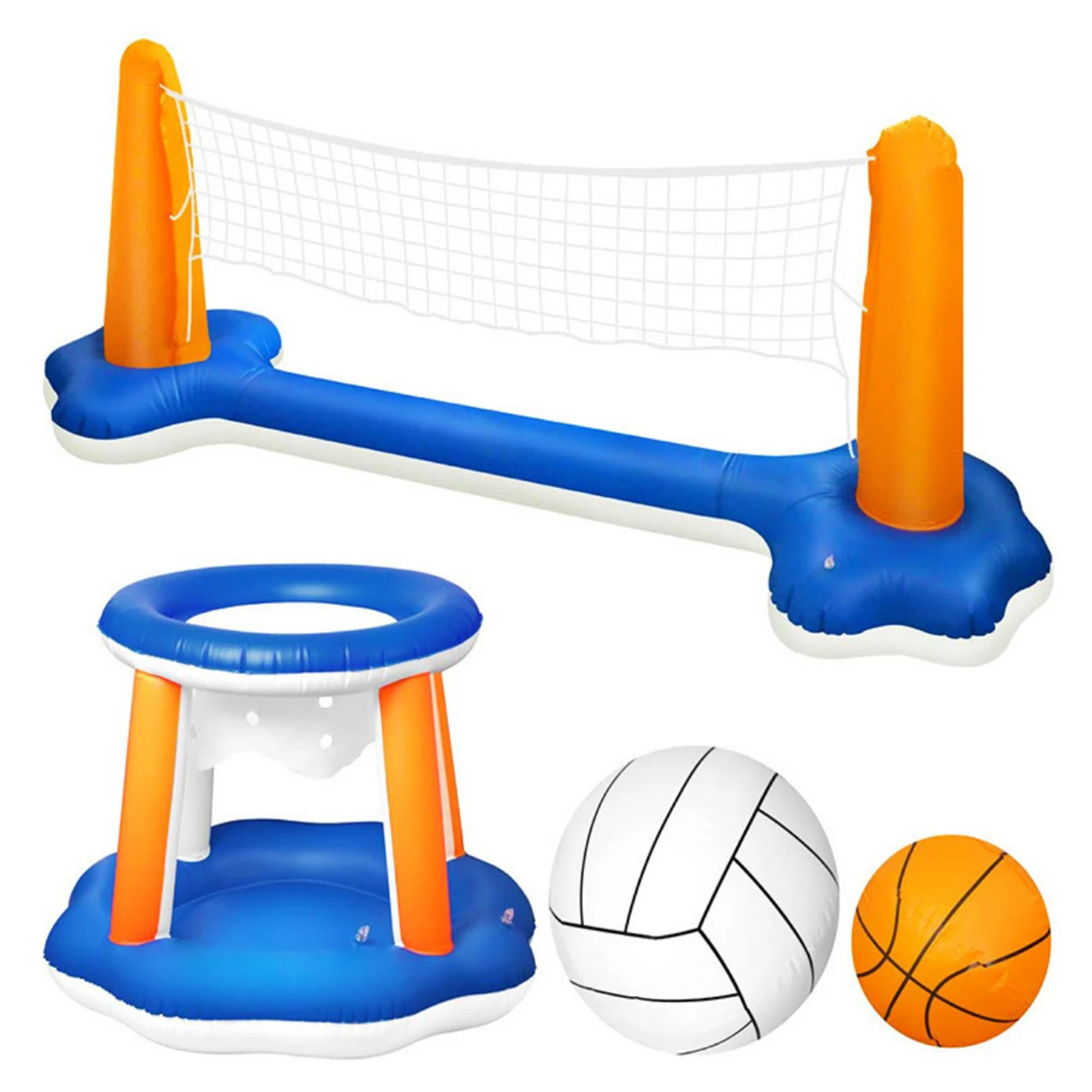 Juego de flotador de piscina inflable, Red voleibol, juego de portería de baloncesto, juguetes de agua para y | - AliExpress