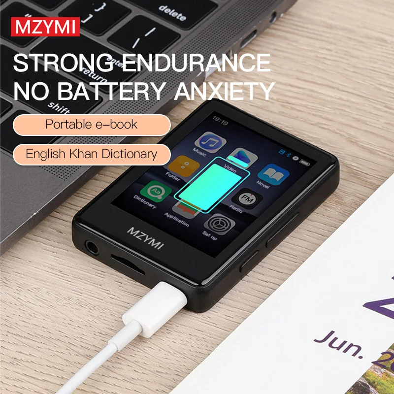 MZYMI S18 MP4 Player 2.4 Inch Touch Screen Portable HiFi Stereo Music E-book Learning MP3 Walkman Built-in Speaker