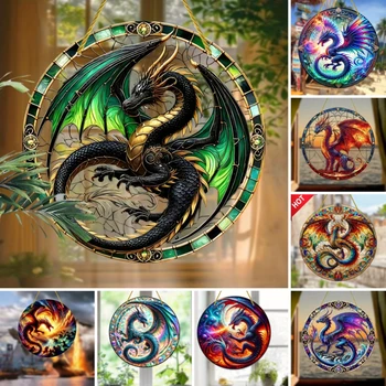 🐉 Dragon Sun Catcher – Stained Glass-Style Acrylic Wall Hanging 1