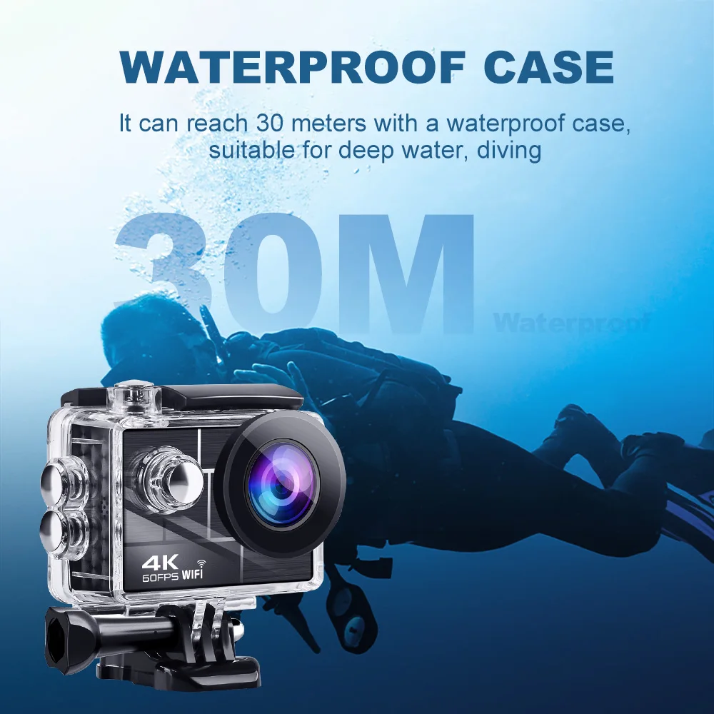 Ultra HD 4K/60fps 24MP DVR WiFi 2" 170D Underwater 30M Helmet Vedio Sport Anti-Shake Action Camera Outdoor Sport Cameras 2