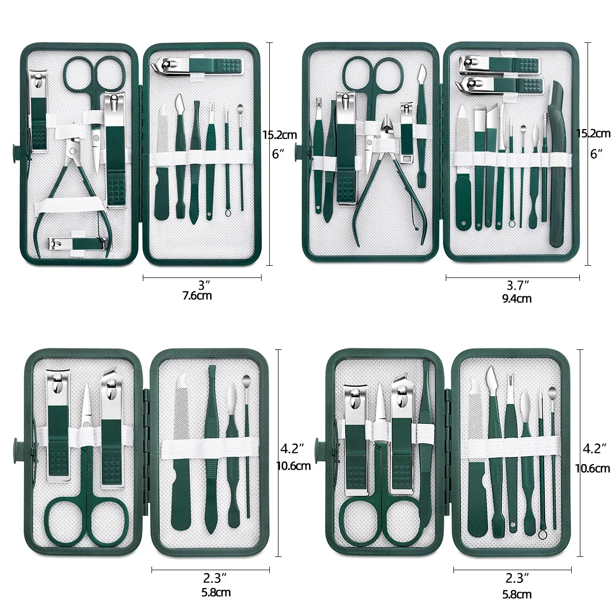 Stainless Steel Nail Clippers Set Grooming Tools Set Portable Case Manicure Art Tool Green Nails Cut, nail scissors set,nail clipper set,nail care kit,manicure pedicure kit,manicure nail clipper set,manicure sets,manicure set,nail clippers kit,nail clipper,nail clippers