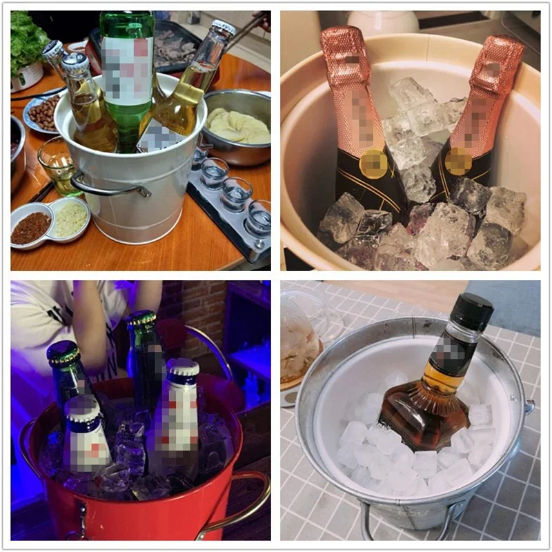 Ice Seafood French fries Snack Bucket Fried Chicken Bucket Beer Cooler Creative Stainless Steel Tableware Can Cooler Can Coozie