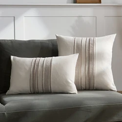 Farmhouse Boho Striped Throw Pillow Covers - Decorative Cushion Covers - 1pc 60x60cm (Beige)
