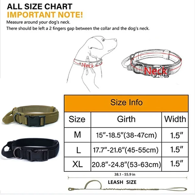 Dog Collar Durable Adjustable Military Pet Collar Tactical Leash Set Nylon Collar Medium Large Dog Shepherd Training Accessories 6