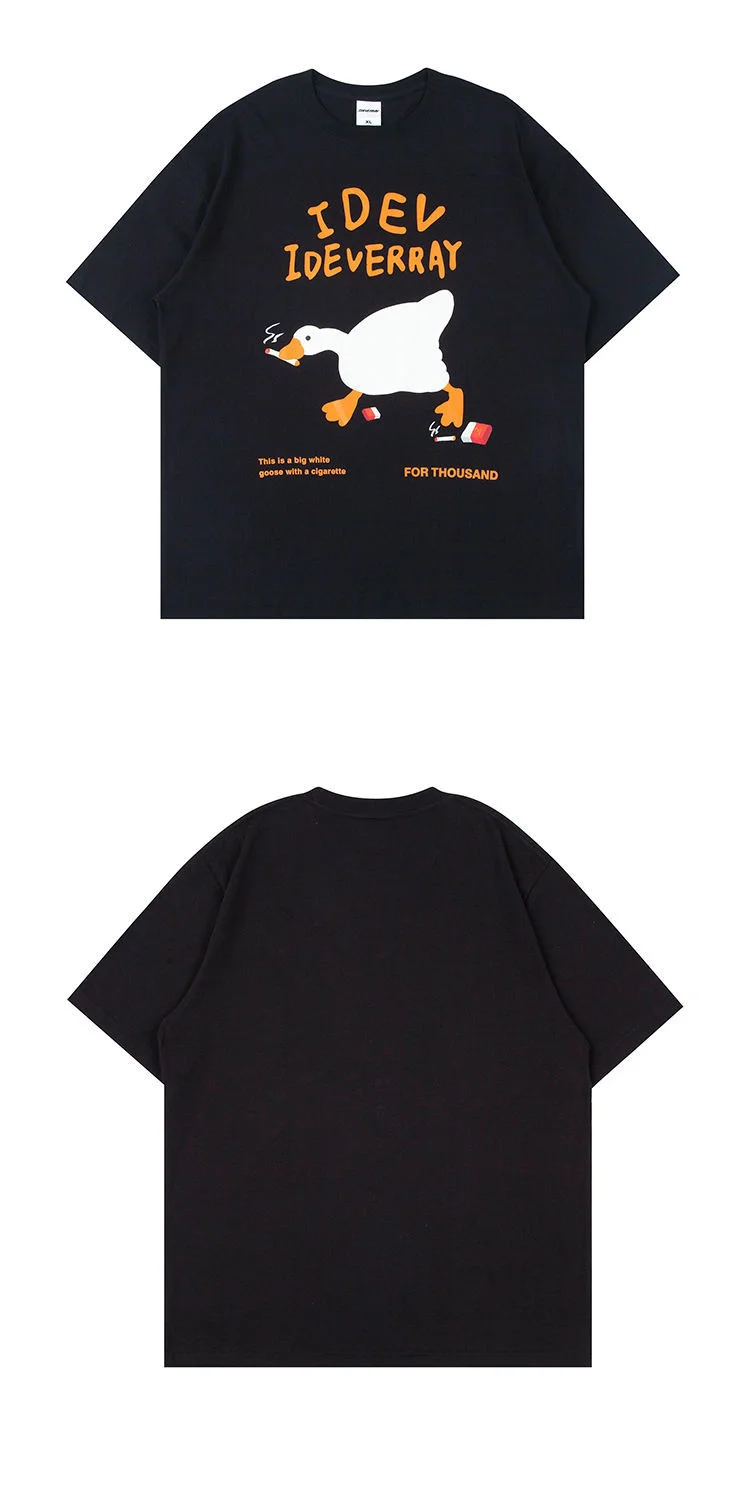 T Shirt Luxe Homme Colo Colo 2022 Summer 100 Cotton Black Short Sleeve Graffiti Duck Vintage Top Hip Hop T Shirt High Street cute summer crop tops