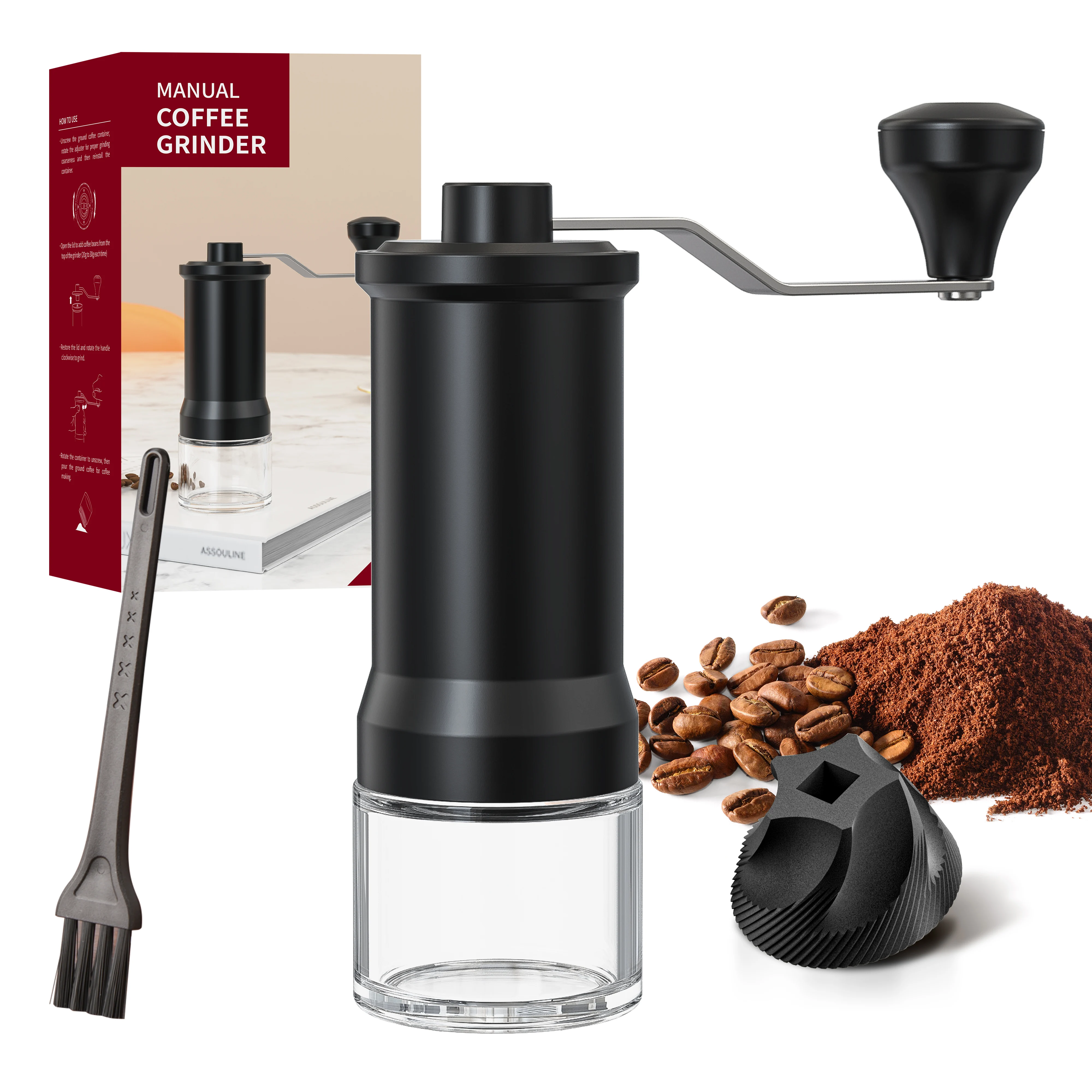 

Manual Coffee Grinder Home Portable Hand-Operated Powder Bean Mill Commercial Hand-Rinse Plastic Mills Coffee Bean Grinder